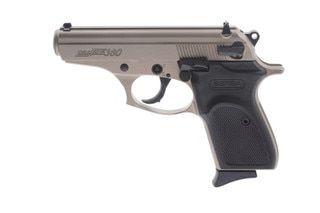 Bersa Thunder .380 ACP pistol with nickel cerakote finish.